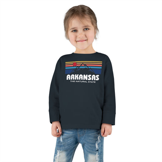 Arkansas Retro Mountain Range - Kids Toddler Long Sleeve Tee