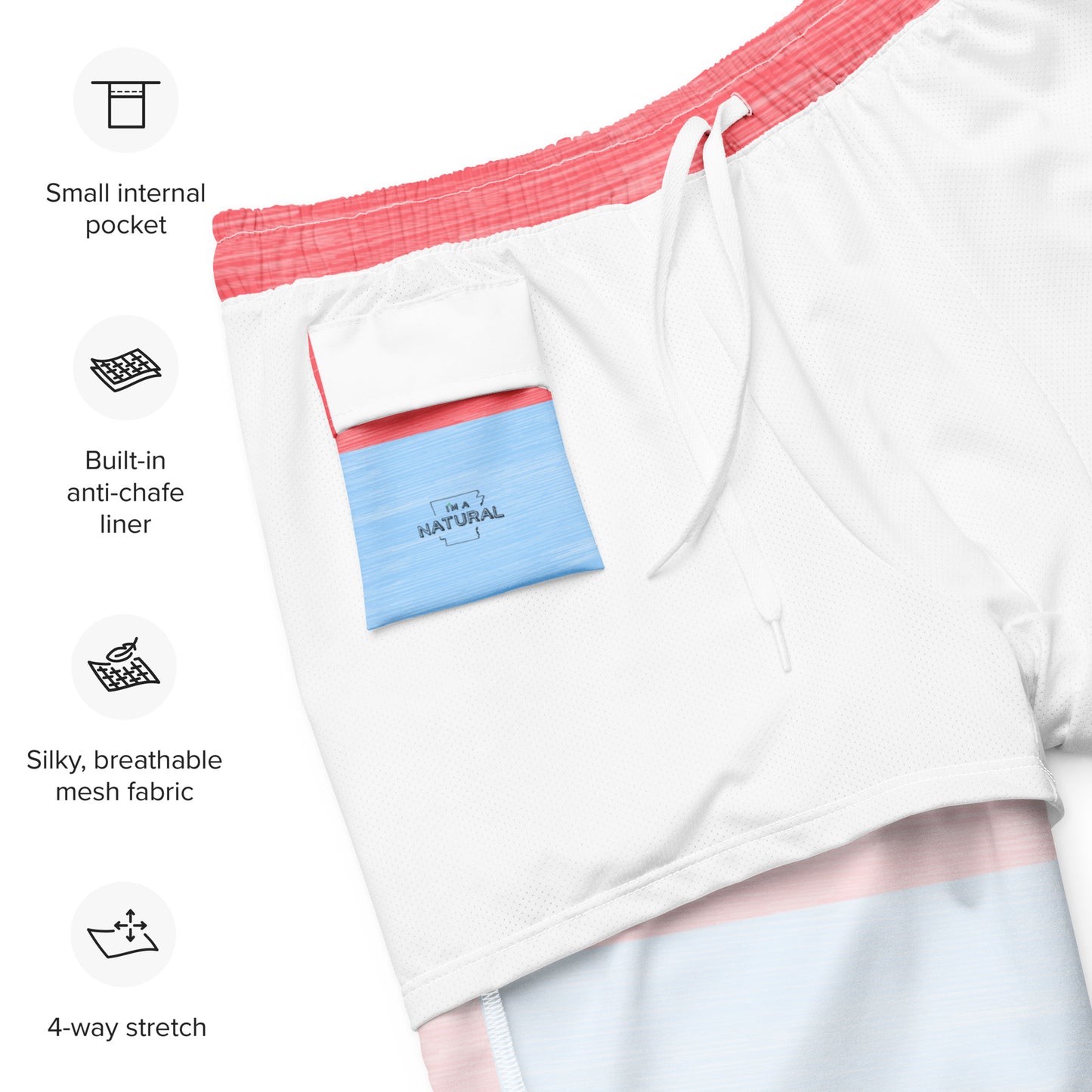 Coral Swimming Trunks  Color Block