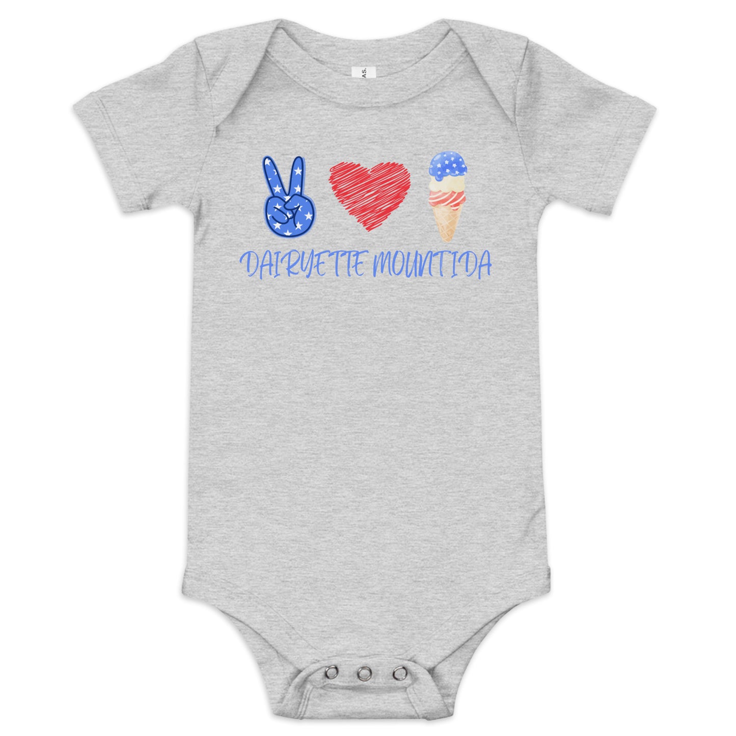 Dairyette Baby Onesie Peace, Love & Ice Cream