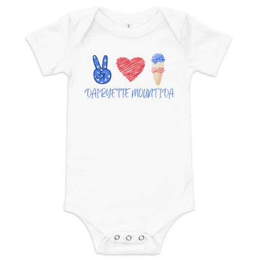 Dairyette Baby Onesie Peace, Love & Ice Cream